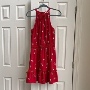 LOFT Red Floral halter Mini Dress